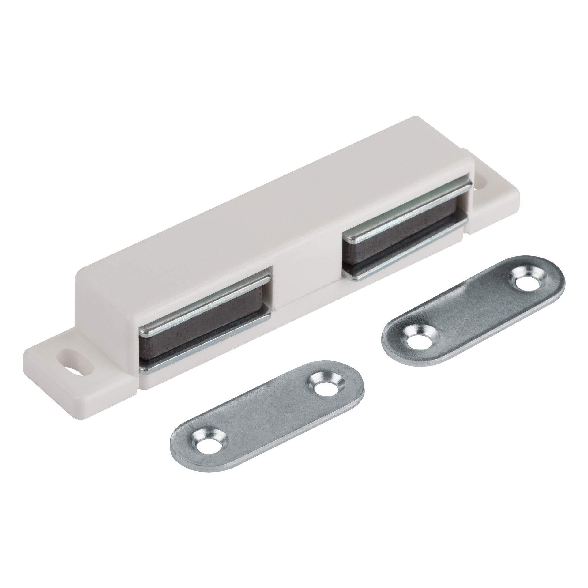 LouMaxx Magnetschnäpper stark - Haltekraft 2x3kg - 4er Set in weiß – Türmagnet - Magnetverschluss - Tür Magnet - Magnetverschluss Schrank