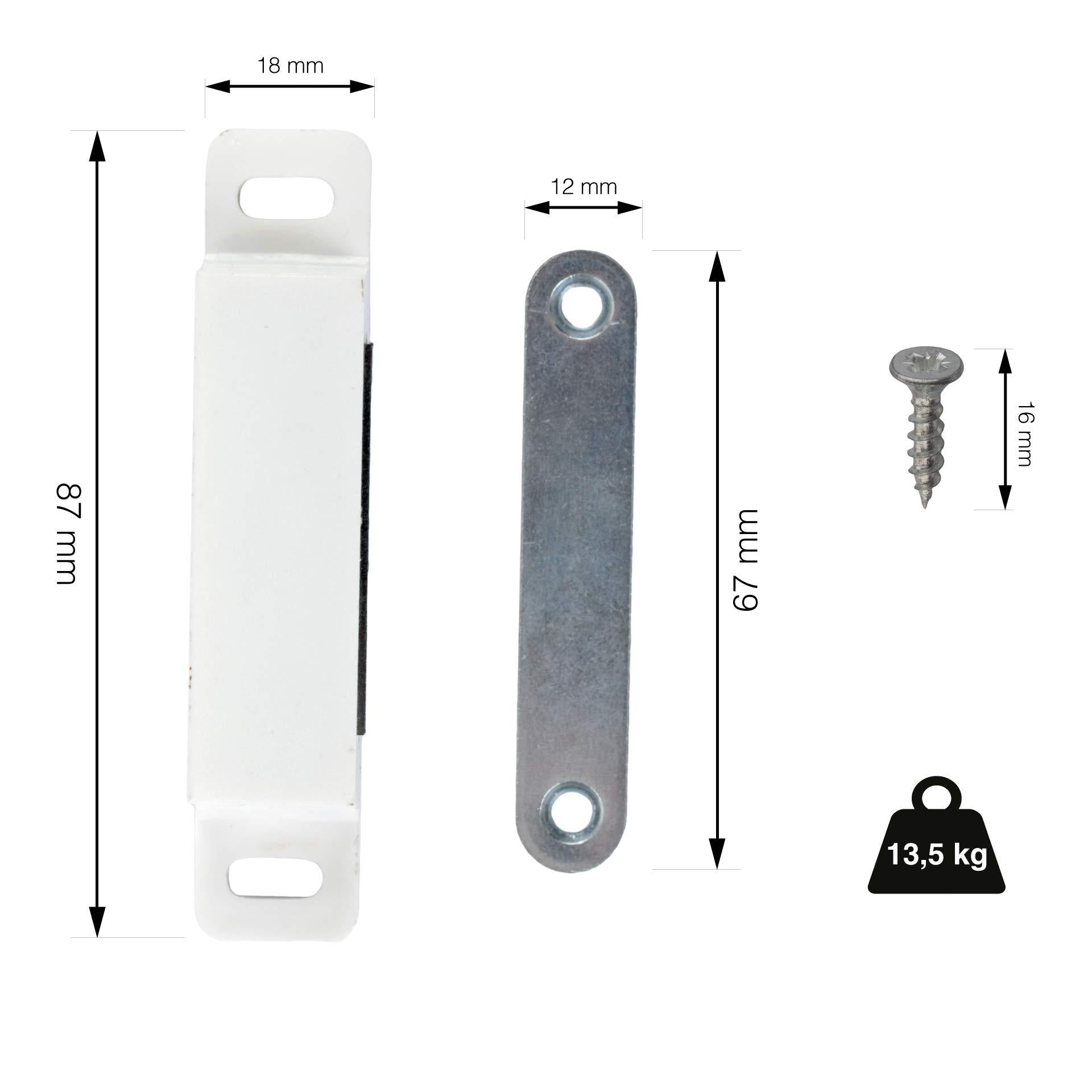 LouMaxx Magnetschnäpper extra stark - Haltekraft 13kg - 4er Set in weiß – Türmagnet - Magnetverschluss - Tür Magnet - Magnetverschluss Schrank