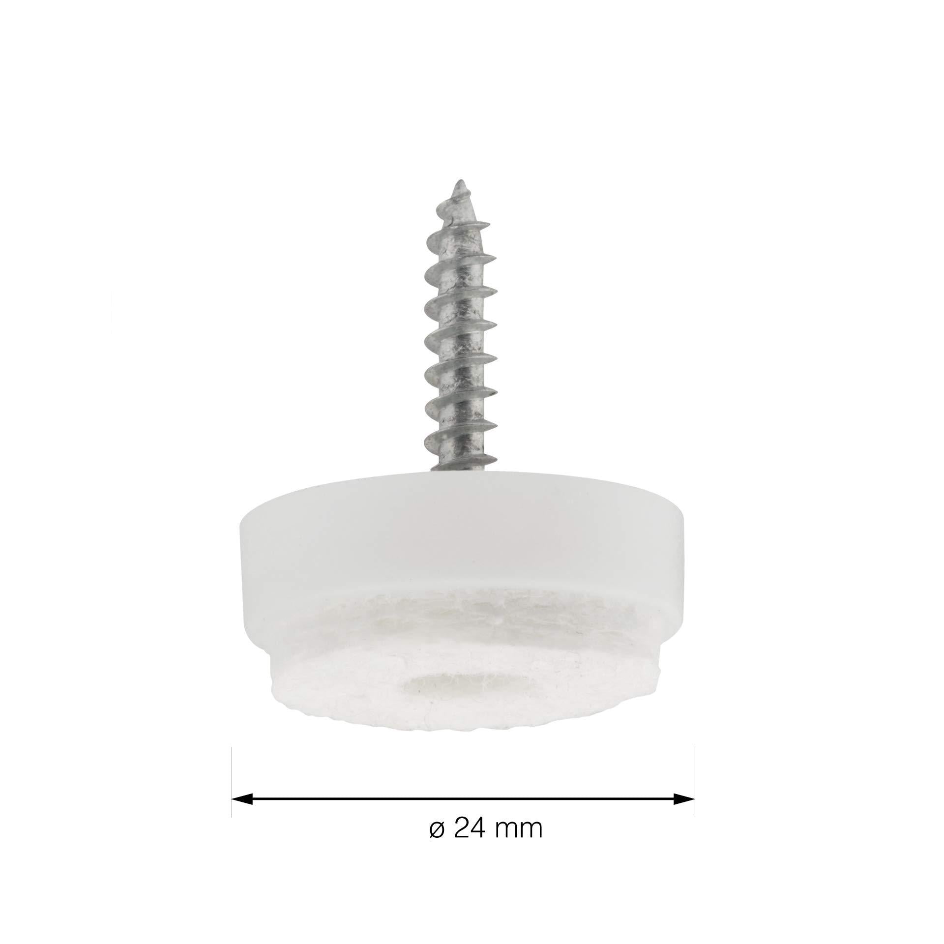 LouMaxx Stuhl Filzgleiter Schrauben - 20er Set (rund, Ø 24mm) weiß – Stuhlgleiter mit dickem Filz