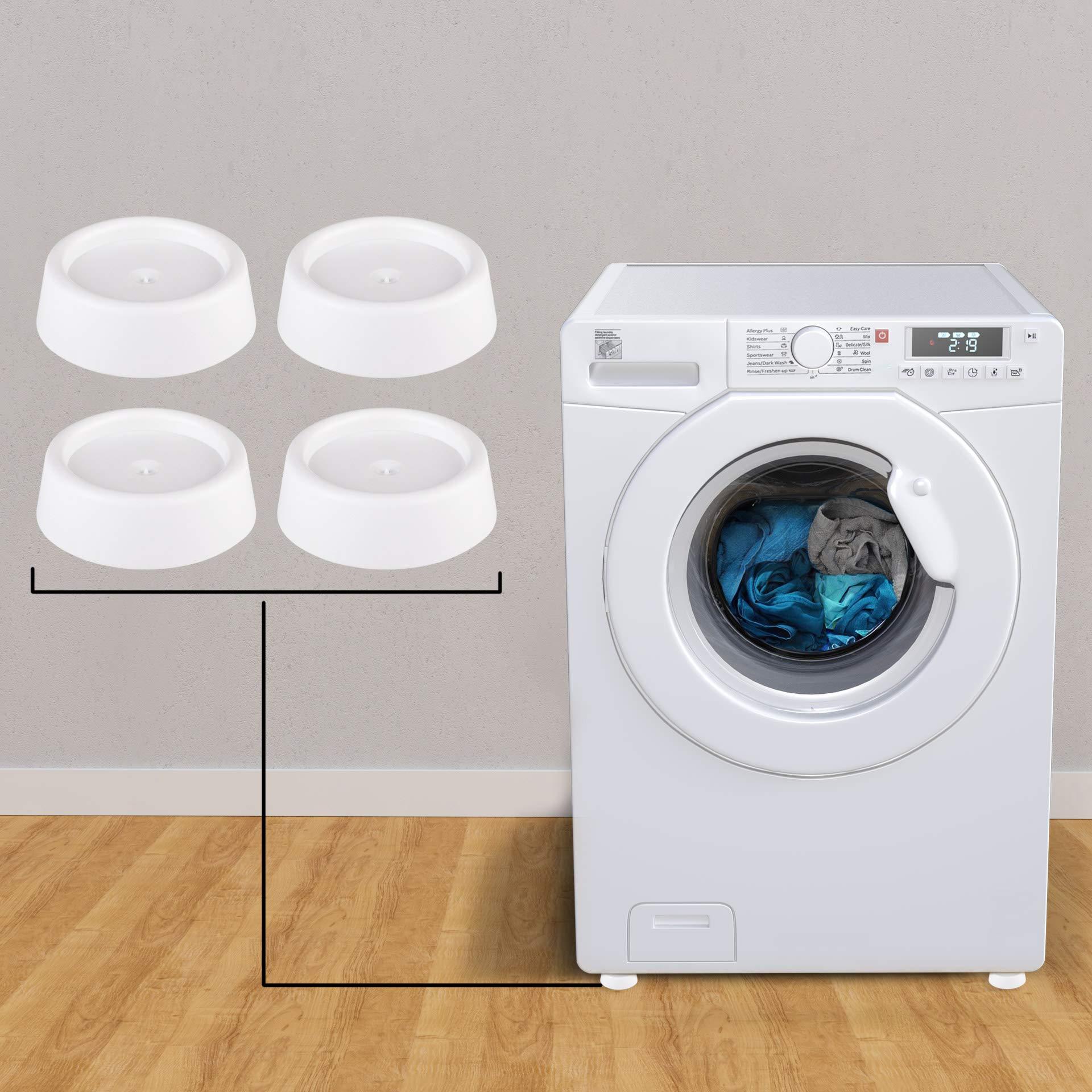 LouMaxx Schwingungsdämpfer Waschmaschine – 4er Set weiß Waschmaschinenunterlage – der universelle Vibrationsdämpfer