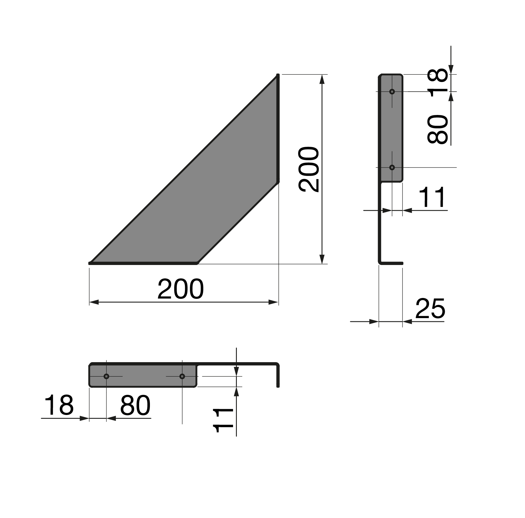 LouMaxx Regalhalterung FLAT 4er Set Regalträger | Design Regalhalter in Schwarz | Regalwinkel | Moderne Wandregal Halterung 20x20 cm