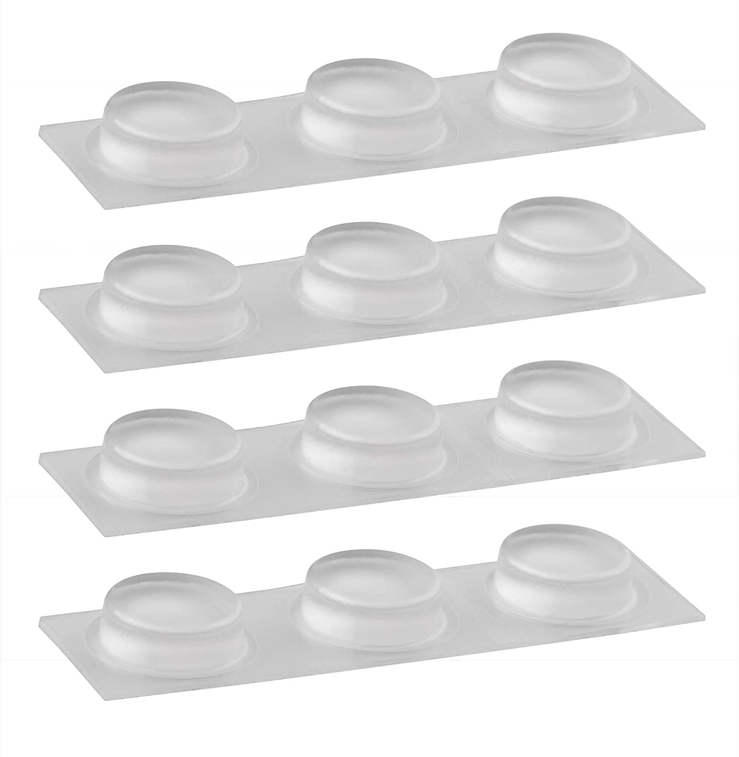 LouMaxx Gummipuffer - 12x Puffer transparent 20mm Ø - Gumminoppen für Glasplatten – Elastikpuffer transparent selbstklebend – Anschlagpuffer