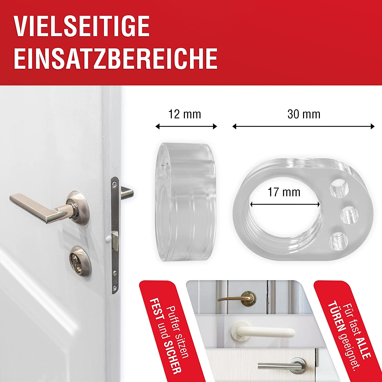 LouMaxx Türklinkenpuffer - 6er Set transparente Türstopper für Türklinke und Fensterklinke Anschlagdämpfer zum Schutz vor Macken