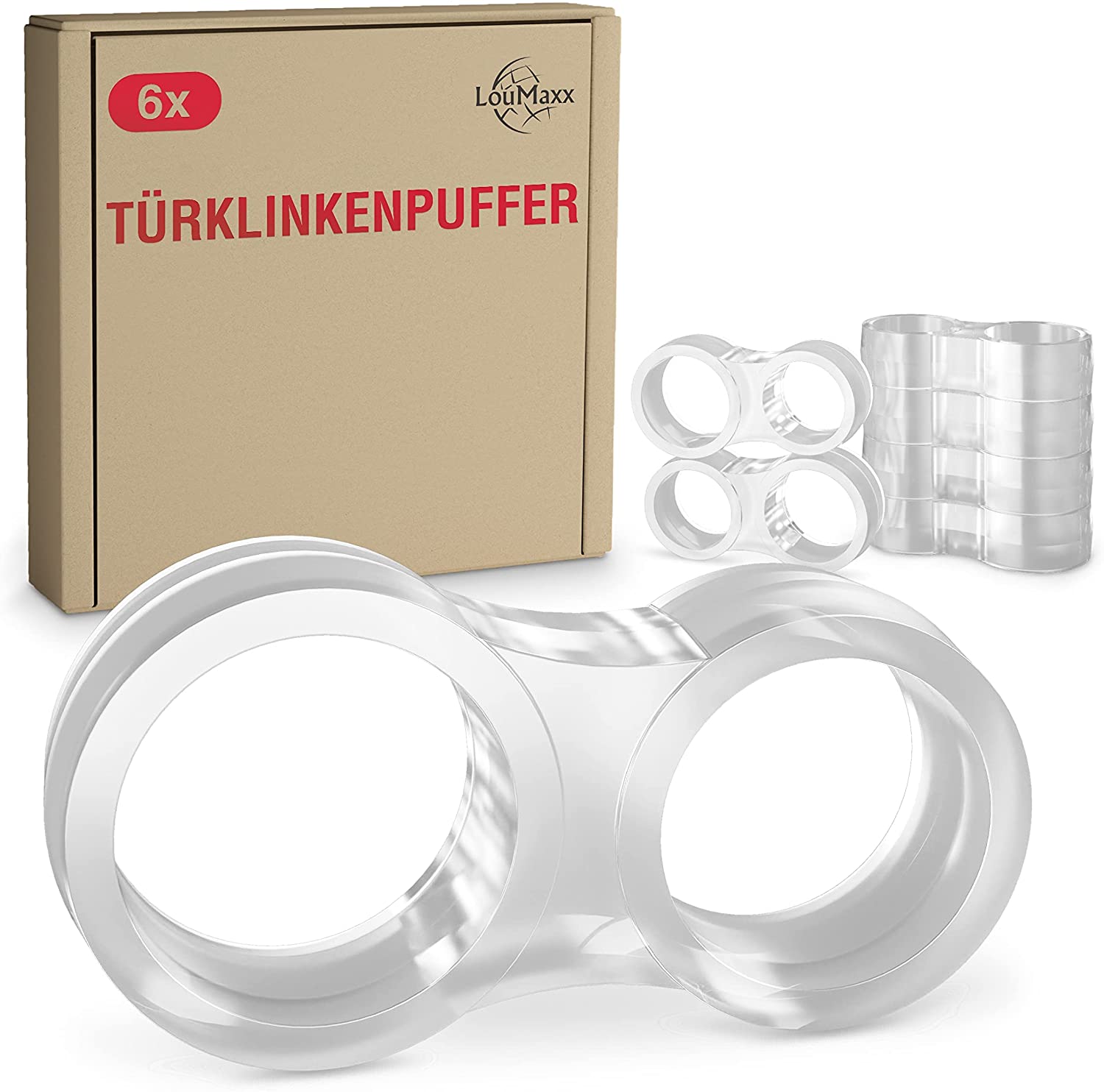 LouMaxx Türklinkenpuffer - 6er Set transparente Doppel Türstopper Klin