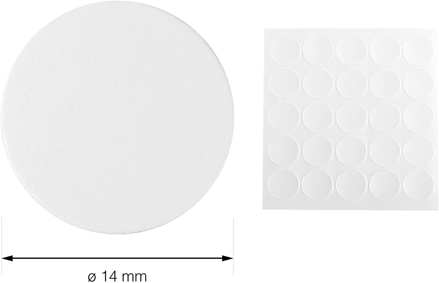 LouMaxx Abdeckkappen für Schrauben rund, Ø 14 mm weiß | 50er Set Schraubenabdeckung | selbstklebende Abdeckkappen für Bohrlöcher
